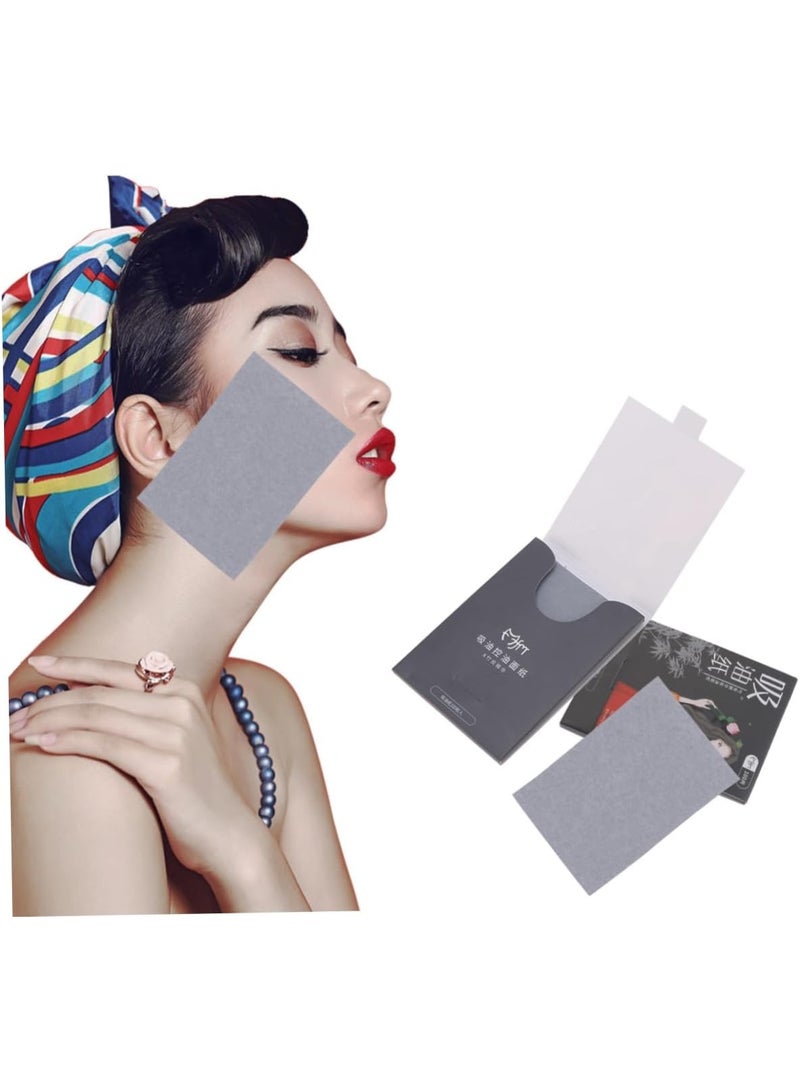 أوراق امتصاص الزيوت العطرية للوجه من البامبو والفحم، ورق امتصاص الماء من فحم البامبو للبشرة الدهنية، مناديل وجه ورقية ماصة للزيوت ، 100 قطعة - Image 1